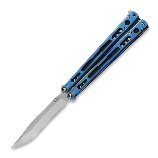 Balisong Hom Design Chimera V2, Aqua Anodized Ti, CF/Ivory G-10