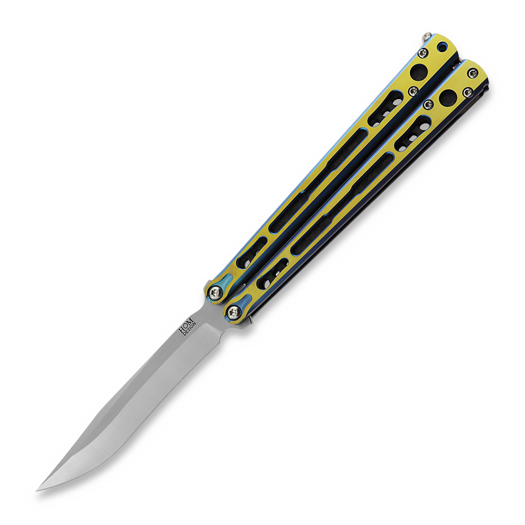 Balisong Hom Design Chimera V2, Aqua/Gold Anodized Ti, Carbon Fiber