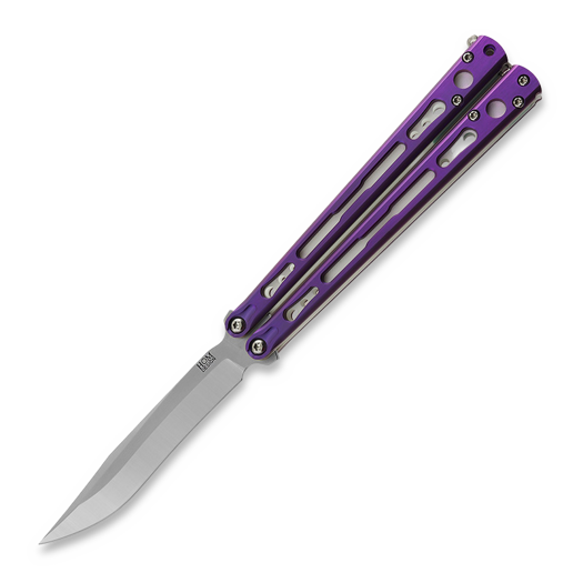 Hom Design Chimera V2 vlindermes, Purple Anodized Ti, White/Tifanny Blue G-10