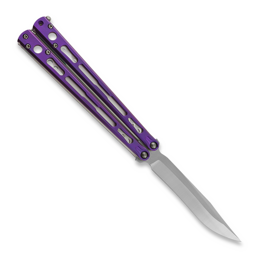 Hom Design Chimera V2 balisong, Purple Anodized Ti, White/Tifanny Blue G-10
