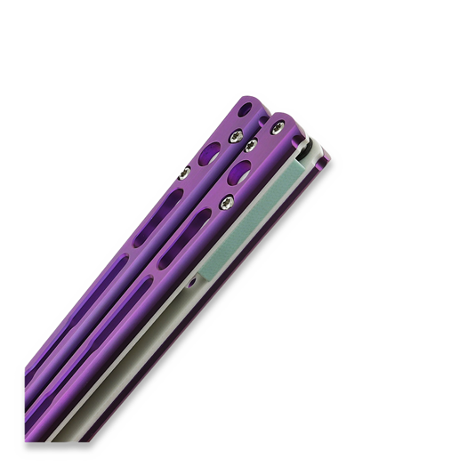 Hom Design Chimera V2 balisong, Purple Anodized Ti, White/Tifanny Blue G-10