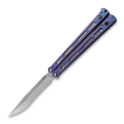 Hom Design Chimera V2 Bali-Song Messer, Purple/Blue Anodized Ti, Jade G-10/CF