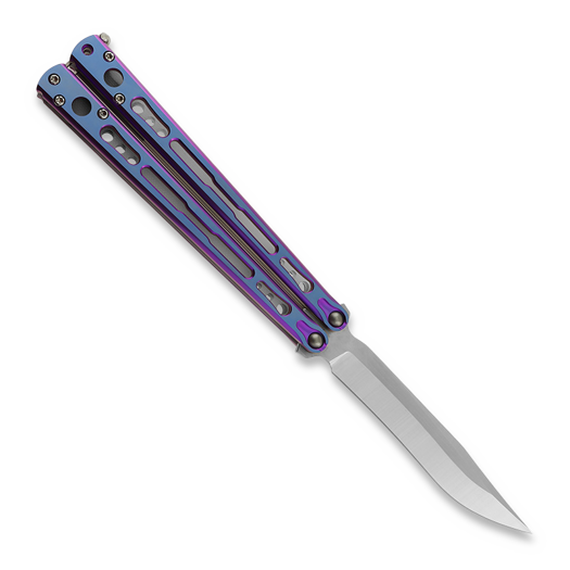 Hom Design Chimera V2 balisong, Purple/Blue Anodized Ti, Jade G-10/CF