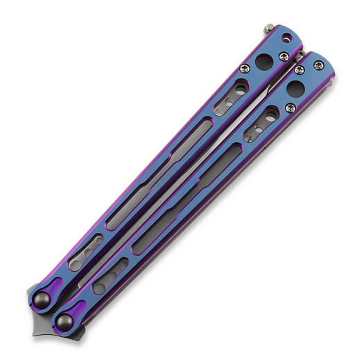 Hom Design Chimera V2 balisong, Purple/Blue Anodized Ti, Jade G-10/CF