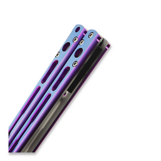 Hom Design Chimera V2 balisong, Purple/Blue Anodized Ti, Jade G-10/CF
