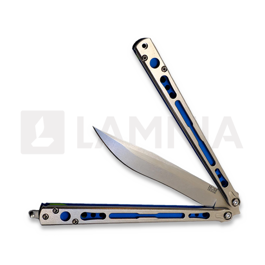 Balisong Hom Design Chimera V2, Stonewashed Ti/Blue & Yellow G-10