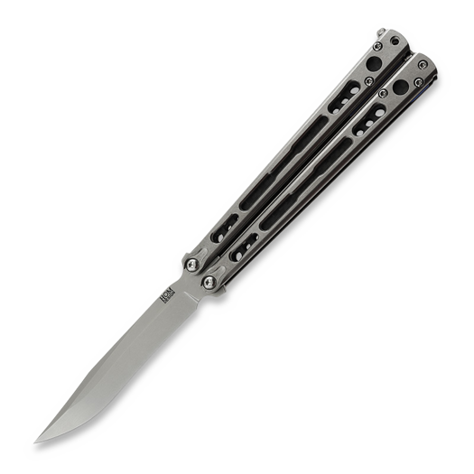 Balisong Hom Design Chimera V2, Stonewashed Ti/CF/Blue G-10