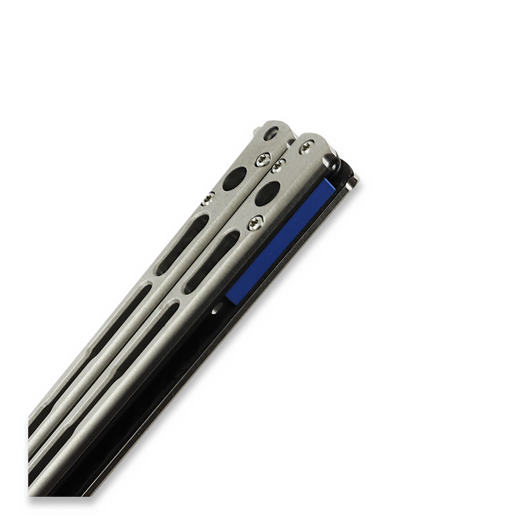 Hom Design Chimera V2 balisong, Stonewashed Ti/CF/Blue G-10