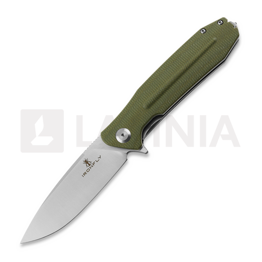 Ironfly Zesty sulankstomas peilis, Green Micarta