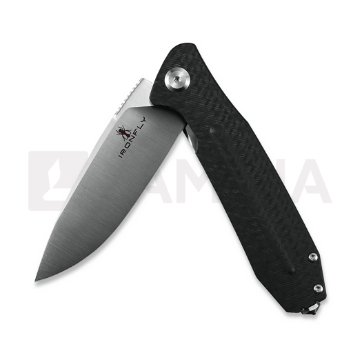 Ironfly Zesty - Satin - G10 w/CF Texture kääntöveitsi, musta
