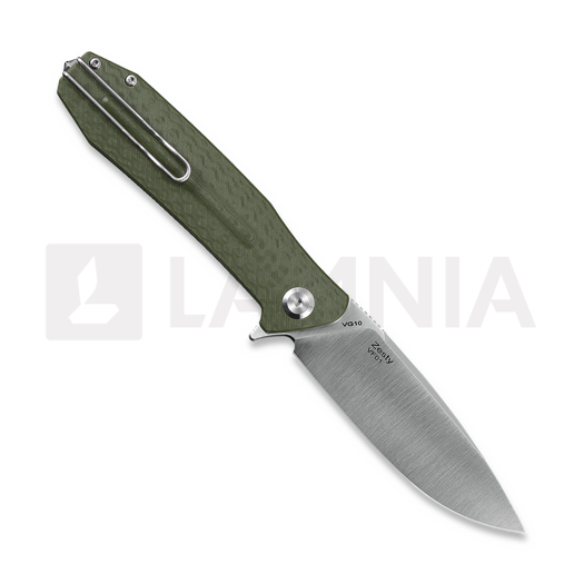 Ironfly Zesty - Satin - G10 w/CF Texture kääntöveitsi, oliivinvihreä