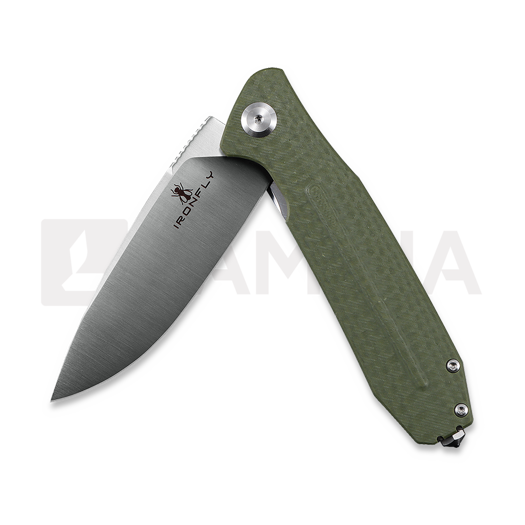 Ironfly Zesty - Satin - G10 w/CF Texture kääntöveitsi, oliivinvihreä