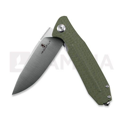 Ironfly Zesty - Satin - G10 w/CF Texture összecsukható kés, zöld