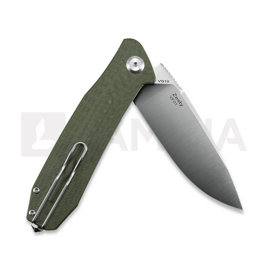 Ironfly Zesty - Satin - G10 w/CF Texture összecsukható kés, zöld