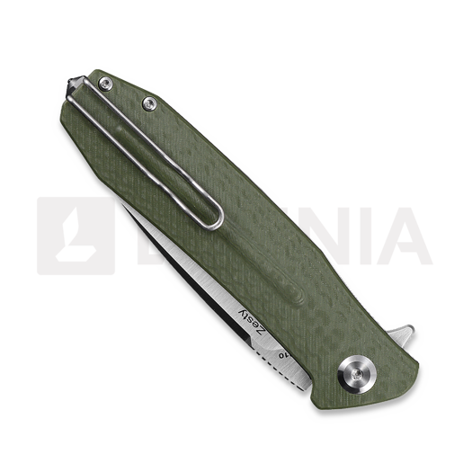 Ironfly Zesty - Satin - G10 w/CF Texture kääntöveitsi, oliivinvihreä