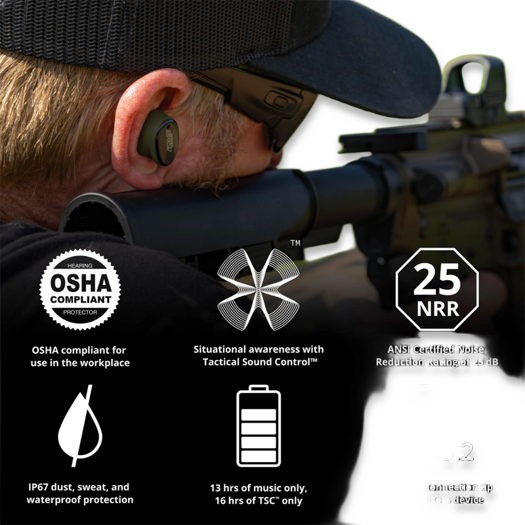 ISOtunes Caliber BT In Ear kuuleva korvatuppa kuulosuojaimet