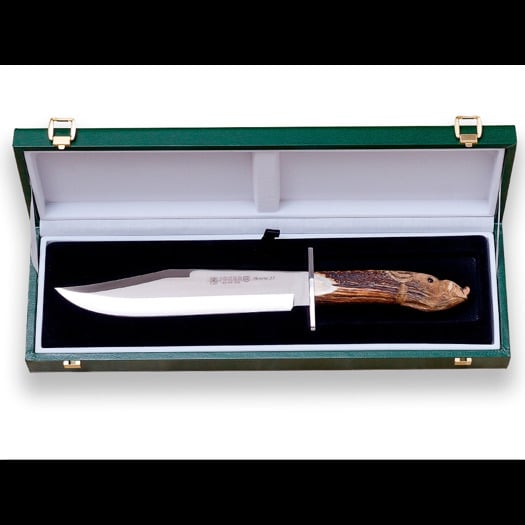Joker Bowie 25 Hand Carved Stag kniv, Presentation Case