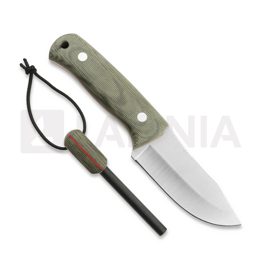 Joker Erizo TS2 Green Canvas Micarta kniv, Kydex + Fire steel
