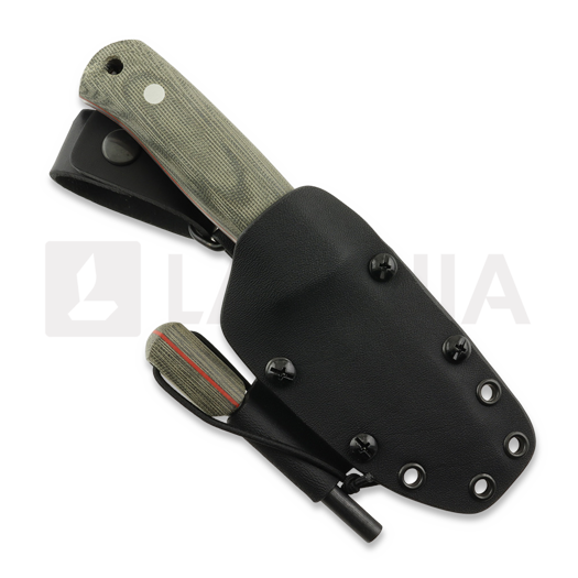 Joker Erizo TS2 Green Canvas Micarta kniv, Kydex + Fire steel