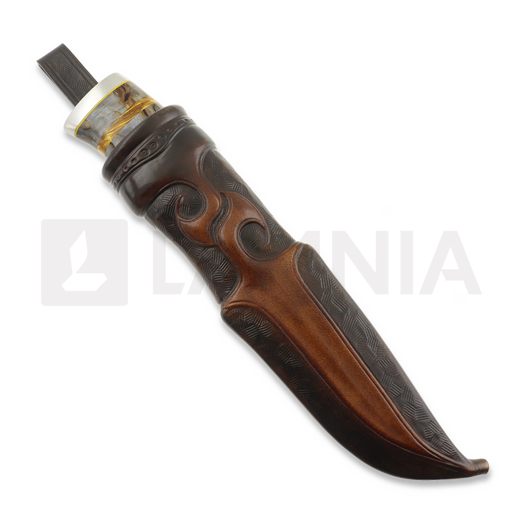 JT P&auml;likk&ouml; Er&auml;puukko damaskuster&auml;ll&auml; & visakahvalla mets&auml;styspuukko