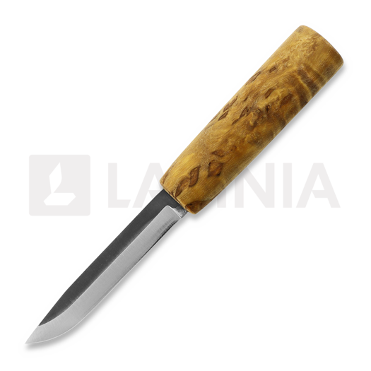 Juha Perttula Village Smith Puukko, curly birch, runes