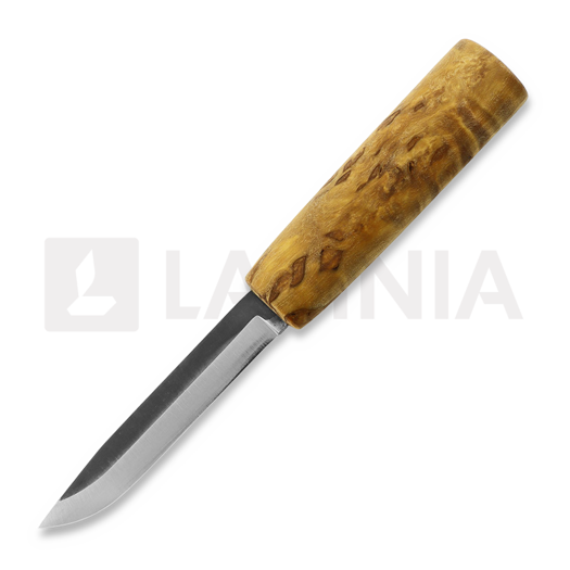 Juha Perttula Village Smith Puukko, curly birch, runes