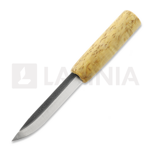 Juha Perttula Village Smith Puukko, curly birch, runes