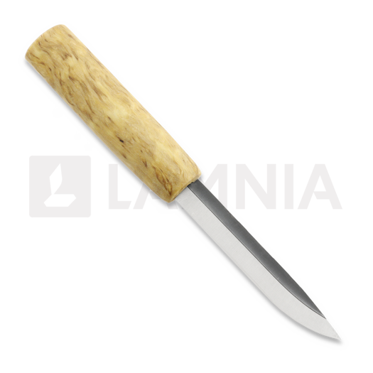 Juha Perttula Village Smith Puukko, curly birch, runes