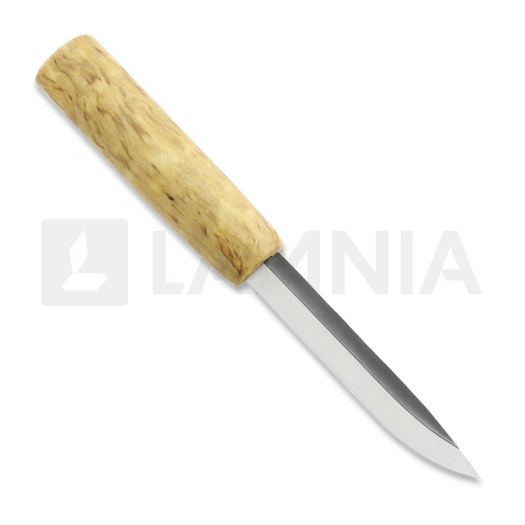 Juha Perttula Village Smith Puukko, curly birch, runes