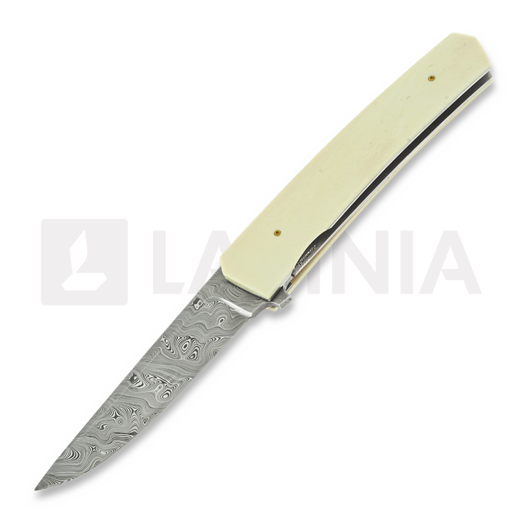Jukka Hankala Piili Flipper Damascus Moose Bone összecsukható kés