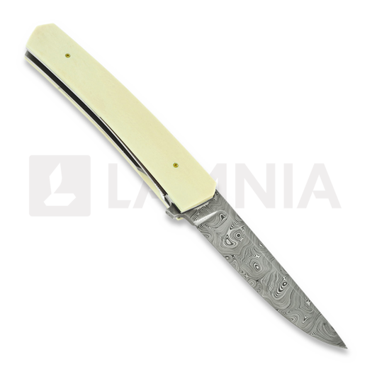 Coltello pieghevole Jukka Hankala Piili Flipper Damascus Moose Bone