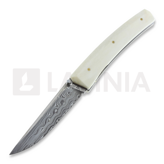 Jukka Hankala Piili Folder, Mooses handle, damascus