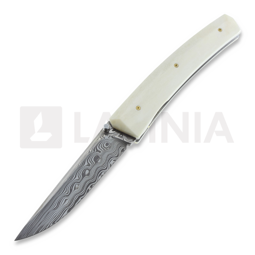 Jukka Hankala Piili Folder, Mooses handle, damascus