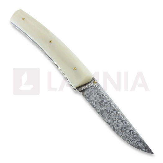 Jukka Hankala Piili Folder, Mooses handle, damascus