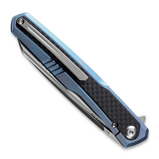 Zav&iacute;rac&iacute; nůž Kansept Knives Arcus Framelock Blue Anodized Ti/Twill CF