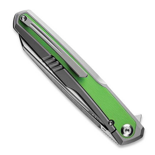 Zav&iacute;rac&iacute; nůž Kansept Knives Arcus Framelock Stonewashed Ti/Green G-10