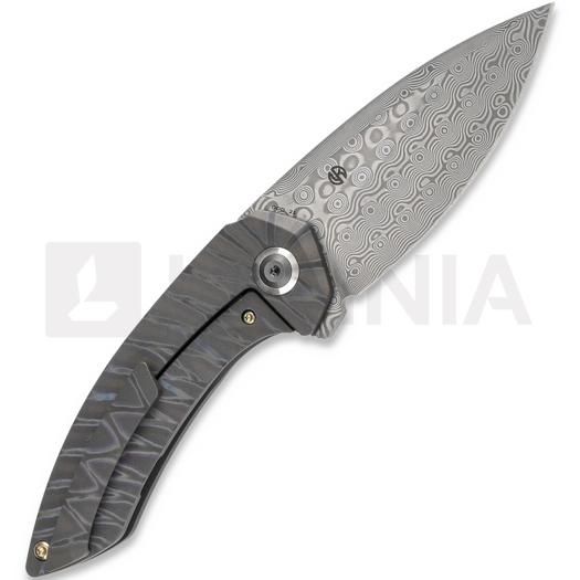 Kansept Knives ODD 21 Damascus Tiger Stripe sulankstomas peilis