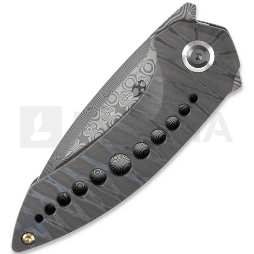 Kansept Knives ODD 21 Damascus Tiger Stripe sulankstomas peilis