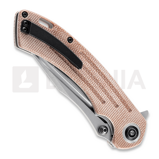 Kansept Knives Pretatout sulankstomas peilis, tan micarta, clip point