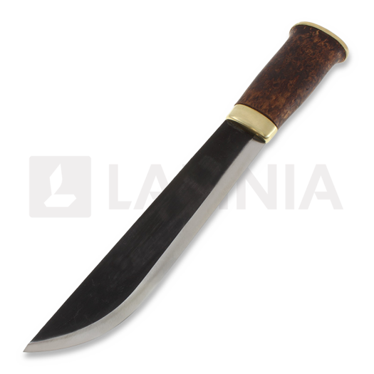 Nuga Kauhavan Puukkopaja Leuku knife 210, curly birch, stained