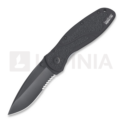 Skladací nôž Kershaw Blur Linerlock A/O Black, zúbkovaný 1670BLKST