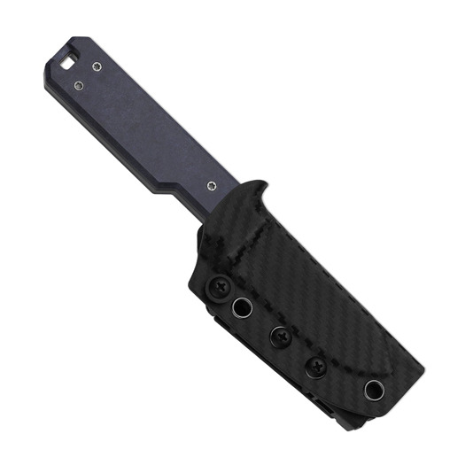 Kizer Cutlery Abrams CPM 3V kniv, Blue/Red Richlite & Carbon Waves, Matte DLC Ultra