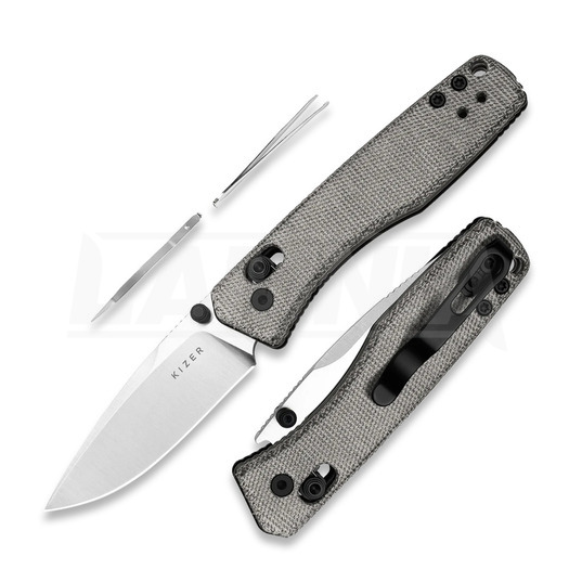 Saliekams nazis Kizer Cutlery Aegis AEB-L, Black Micarta, Satin