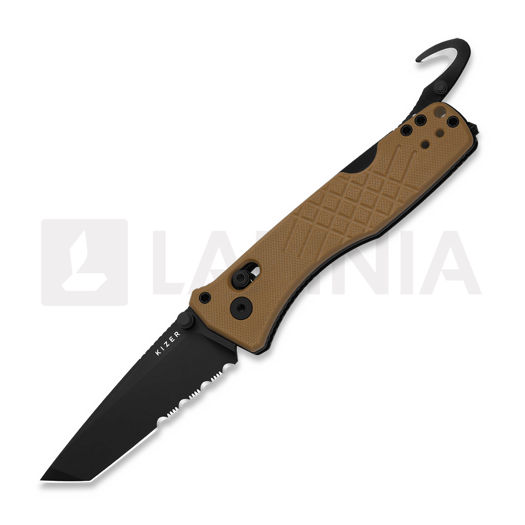 Saliekams nazis Kizer Cutlery Aegis T AEB-L, Brown G-10, PVD