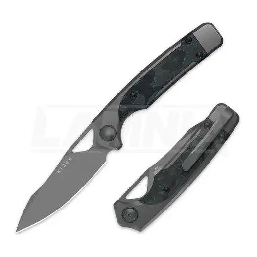 Kizer Cutlery Ara S45VN 折叠刀, Titanium & Brittany Blue Camo CF