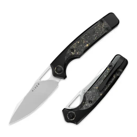 Navalha Kizer Cutlery Ara S45VN, Titanium & Gold Flake CF