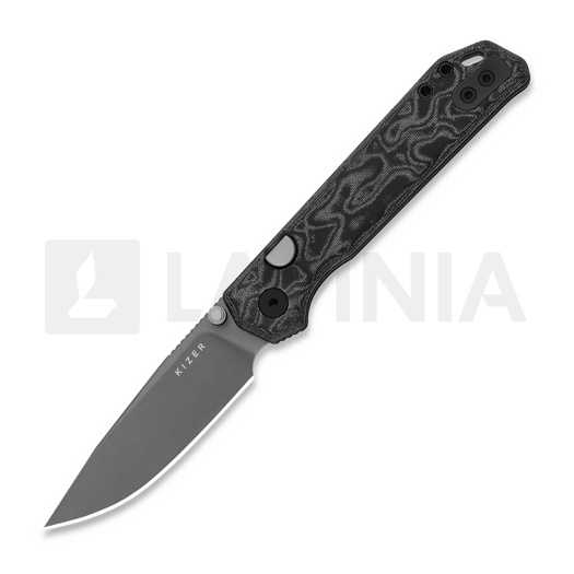 Kizer Cutlery Begleiter 2.9 BD1N folding knife, Black/Gray Vortex Micarta, Gray Stonewash PVD