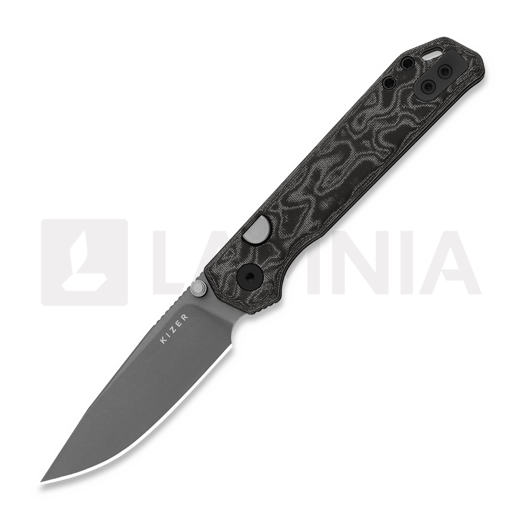 Kizer Cutlery Begleiter 2.9 BD1N 접이식 나이프, Black/Gray Vortex Micarta, Gray Stonewash PVD