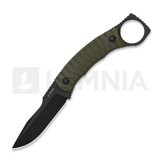 Kizer Cutlery Billy Bones AEB-L peilis, Olive Green G-10, Black PVD & Stonewash