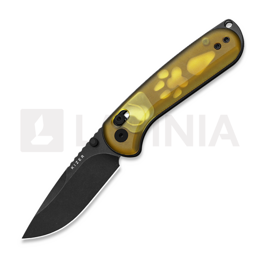 Kizer Cutlery Buddy II AEB-L סכין מתקפלת, Amber PEI, Black PVD & Stonewash